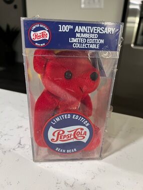 Limited Edition Pepsi-Cola Bean Bear, 100th Anniversary, Red Bear, Sealed. New.